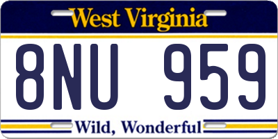 WV license plate 8NU959