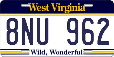 WV license plate 8NU962