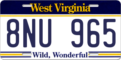 WV license plate 8NU965