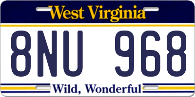 WV license plate 8NU968