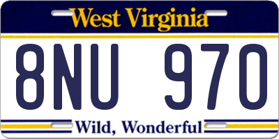 WV license plate 8NU970