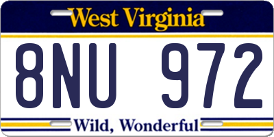 WV license plate 8NU972