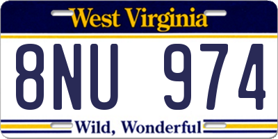 WV license plate 8NU974