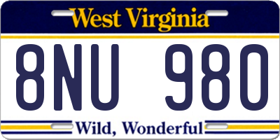 WV license plate 8NU980