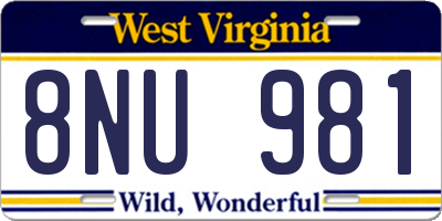WV license plate 8NU981