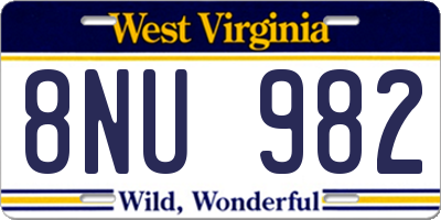 WV license plate 8NU982