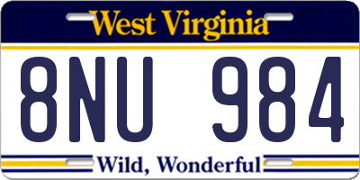 WV license plate 8NU984