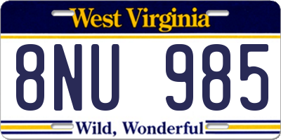 WV license plate 8NU985