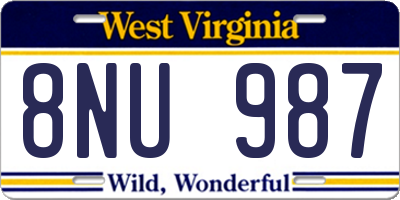 WV license plate 8NU987