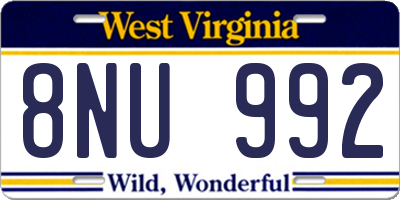 WV license plate 8NU992