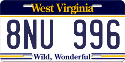 WV license plate 8NU996