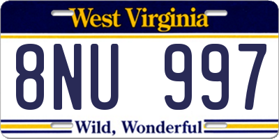 WV license plate 8NU997