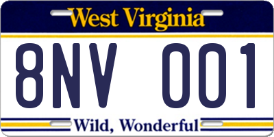 WV license plate 8NV001