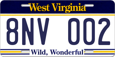 WV license plate 8NV002