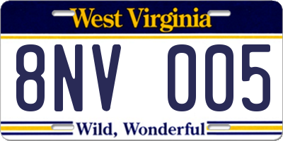 WV license plate 8NV005