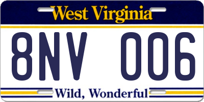 WV license plate 8NV006