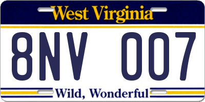 WV license plate 8NV007