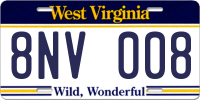 WV license plate 8NV008