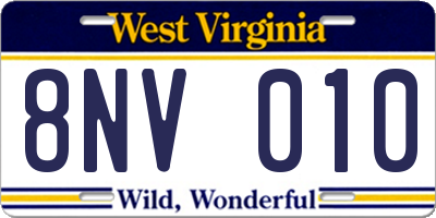 WV license plate 8NV010