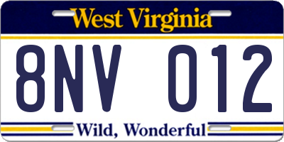 WV license plate 8NV012