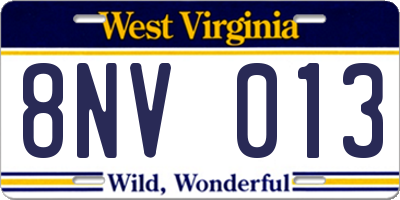 WV license plate 8NV013