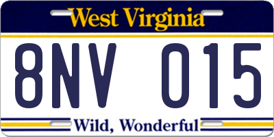 WV license plate 8NV015