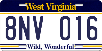 WV license plate 8NV016