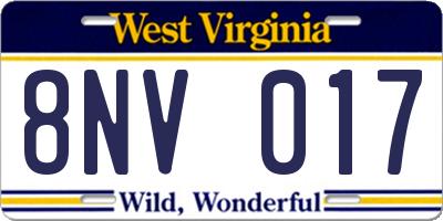 WV license plate 8NV017