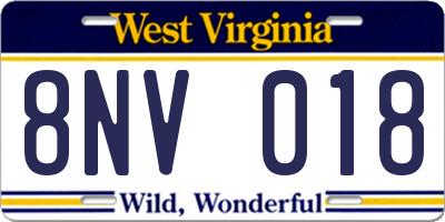 WV license plate 8NV018