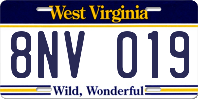 WV license plate 8NV019