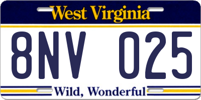 WV license plate 8NV025