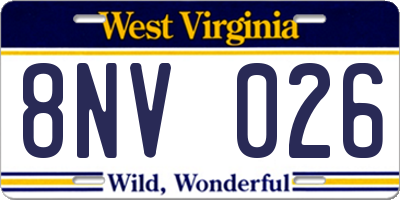 WV license plate 8NV026