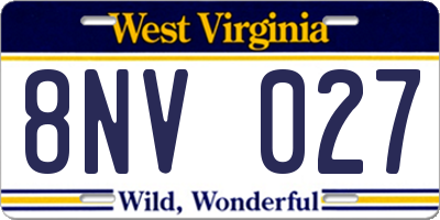 WV license plate 8NV027