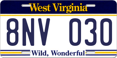 WV license plate 8NV030