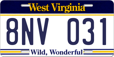 WV license plate 8NV031