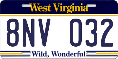 WV license plate 8NV032