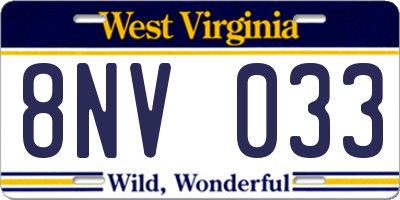 WV license plate 8NV033