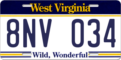 WV license plate 8NV034