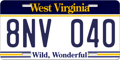 WV license plate 8NV040