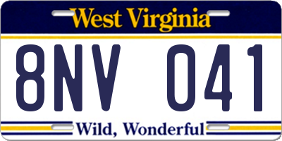 WV license plate 8NV041