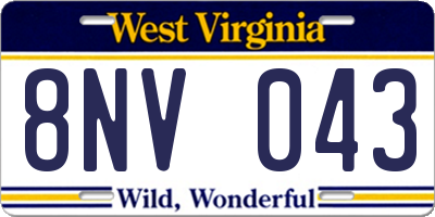 WV license plate 8NV043