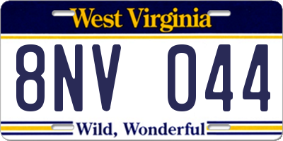WV license plate 8NV044