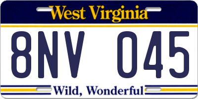 WV license plate 8NV045