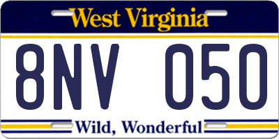 WV license plate 8NV050