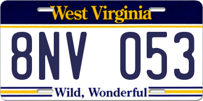 WV license plate 8NV053