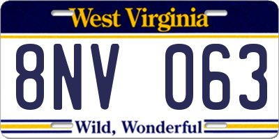 WV license plate 8NV063