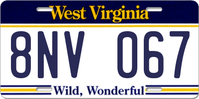 WV license plate 8NV067