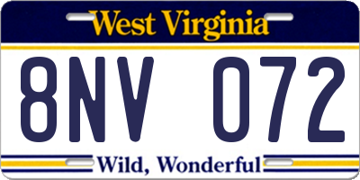 WV license plate 8NV072