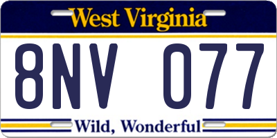 WV license plate 8NV077