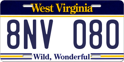 WV license plate 8NV080